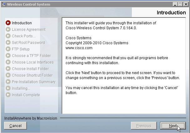 Installation of Cisco WCS Process 1. Create Windows 2003 Virtual Machine 2.