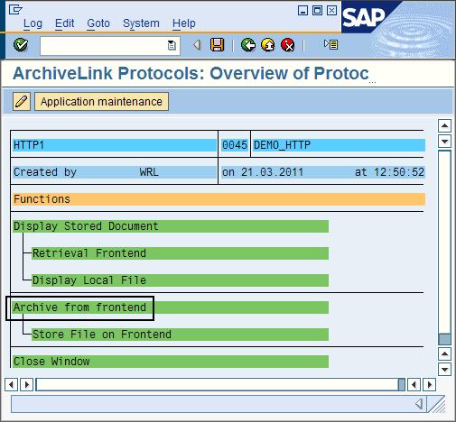Figure 88. ArchiveLink Protocols: Overview of Protocol window showing which item to double-click 4.