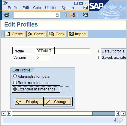 Figure 102. Edit Profiles window containing your specifications 4. In the Maintain Profile window, click the Create icon. 5. In the Parameter name field, type: rspo/archive_format 6.