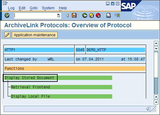 Figure 113. ArchiveLink Protocols: Overview of Protocol window showing which item to double-click 4.