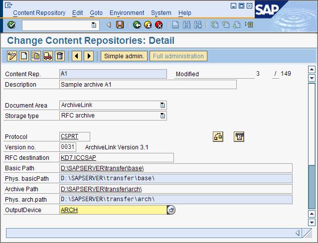 Figure 24. Change Content Repositories: Detail window containing your specifications 6. Click the Save icon to save your settings. What to do next: 4.2.4, Enabling Collector Server to connect to SAP 4.