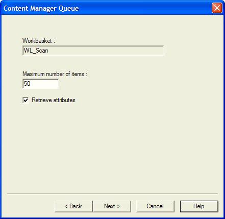 Figure 36. Content Manager Queue window showing the sample details about the Content Manager work basket What to do next: 5.2.1.