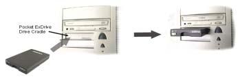Attached. NOTE: You may use an available 3.5 Floppy bay like the image shown above to install the exdrive cradle.