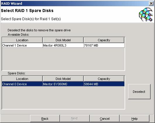 The following example shows the deletion of a spare RAID 1 drive. 1. Start the RAID Wizard.