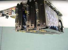 Insert one graphics card into PCIE1 slot, another graphics card to PCIE3 slot, and the other graphics card to