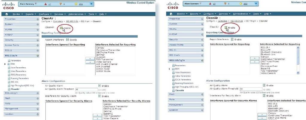 A. software version B. AP C. Cisco MSE D. Cisco WCS E. Cisco WCS is not enabled.