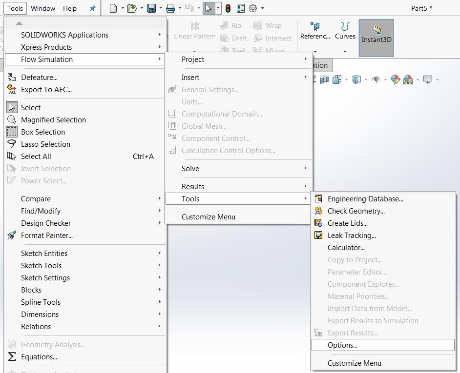 SOLIDWORKS Flow Simulation Options SOLIDWORKS Flow Simulation includes an options dialogue window that allows for defining default options to use for a new project.