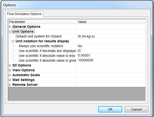 Unit Options Default unit system for Wizard: Allows you to specify the system of units selected by default when you create a new project in the Wizard.