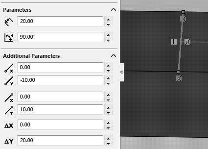 Set the Parameters and Additional Parameters to the values shown in the figure and close the Line Properties dialog and the Insert Line dialog.