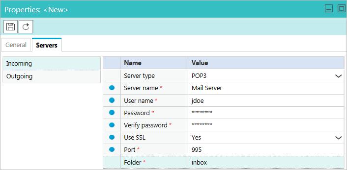 Port: Provide the port used by the services server to connect to the IMAP or POP3 server. The field is pre-filled with a port number based on the type of server and configuration selected.