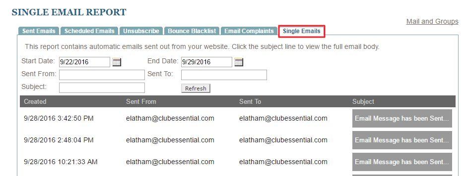 To remove the member from the Email Complaint list, click on the link next to the user s name to remove. Note: Contact the member first before removing from the Email Complaint list.