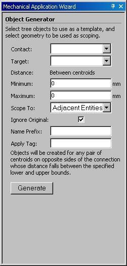 ... Object Generator When an object in the tree that requires multiple scoping is selected, the object generator reflects this (a contact selection is shown here).