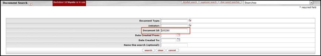 Navigation: Main Menu tab doc search Step B2: Create (copy) a Customer Invoice The system returns Document Search.