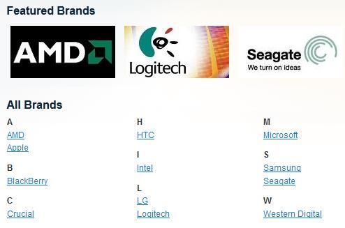 1. All brands page and other alphabetic lists