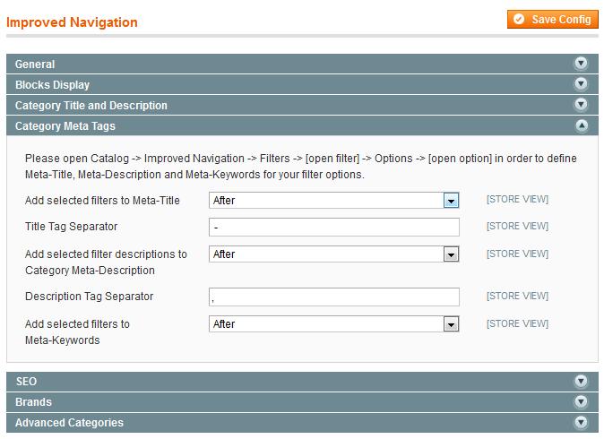 9. Select the order of category meta tags These settings allow you to select the order of category meta tags.