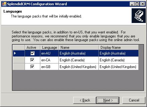Deployment Guide 14 8. Select the languages that you would like to support.