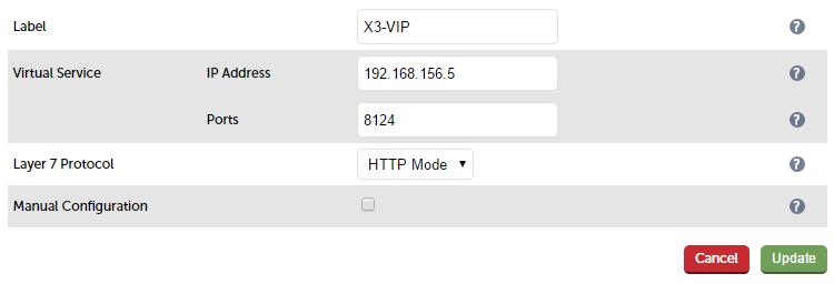 Enter an appropriate value for the Virtual Service IP address field, e.g. 192.168.156.5 6. Enter an appropriate value for the Virtual Service Ports field, e.g. 8124 7.