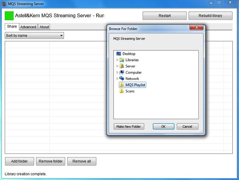 10. Upon opening the MQS Streaming Server for the first time, it will automatically scan and add