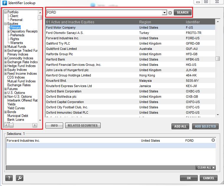 In the Series Lookup Screen you will then select which data item you want to retrieve for each identifier.