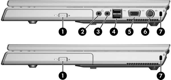 Product Description The external components on the right side of the HP Pavilion dv4000 are shown below and described in Table 1-2.