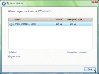 Select the RAID drive and then click Next to continue the OS installation (Figure 6).