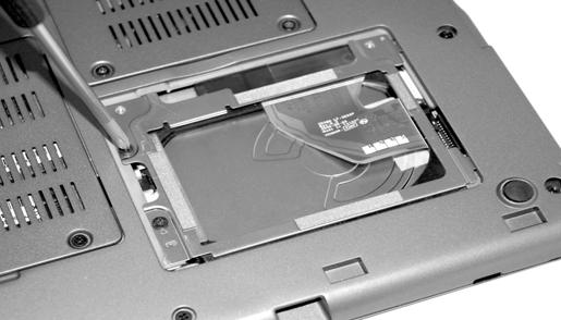 Removing the existing hard disk drive Perform the following steps to remove the existing hard disk drive from the Tablet PC. 1.