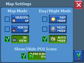 42 Odyssey Mobile User s Guide 2. Tap the MAP SETTINGS button. The Map Settings screen opens. (See below.) Map Settings screen 3.