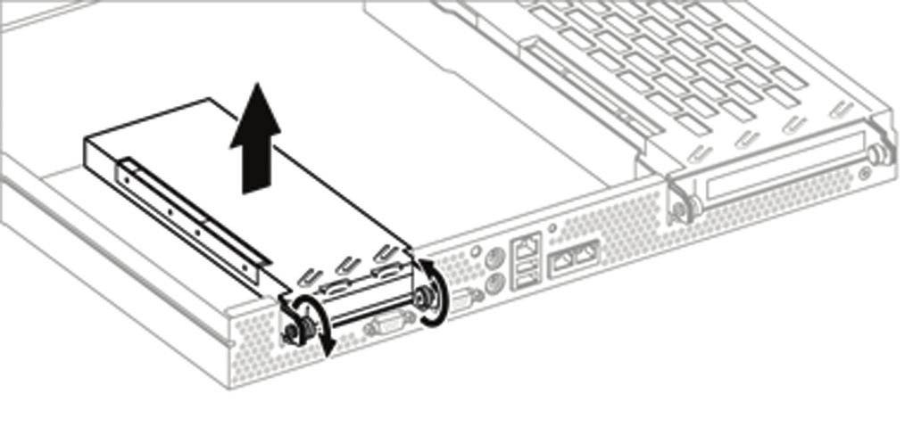 Lift the assembly away from the chassis as shown by callout in Figure - and Figure -. If you are adding an expansion board, pull out the slot cover from the selected slot.