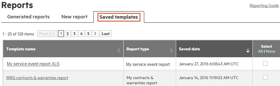 Customer reports Click Saved templates to display the templates you have available for creating a new report: If you do not have any saved templates, create a new report and use the save option.