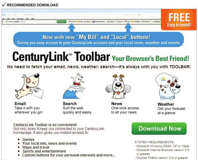 Introducing the CenturyLink Toolbar, the easiest way to get your email, weather, and more all together, all from CenturyLink!