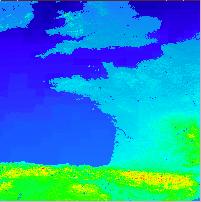 Spectral radiance image W/m 2.sr.cm -1.055 Geostationary satellite 15/06/2005 12h00 UTC US Std / Rural 23 km long. 2. W Nadir angle : 7 FOV : 1.2 x1.