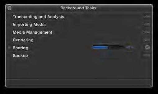 Export progress is displayed in the center of the application window as the file is exported. Click on the Show/Hide Background Tasks toggle to view the Background Tasks window.