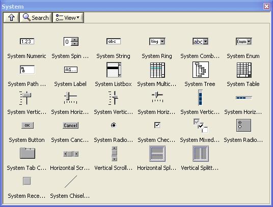 81 User Interface The appearance of the controls in the System palette is standard MS Windows look and feeling and this