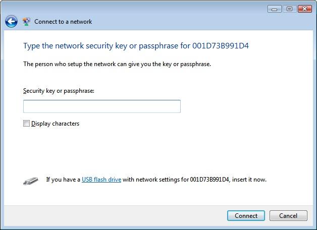 Chapter 5 Connect to a Wireless Network 4 When the screen at left is displayed, enter an encryption key (such as WEP key or pre-shared key) and click Connect.
