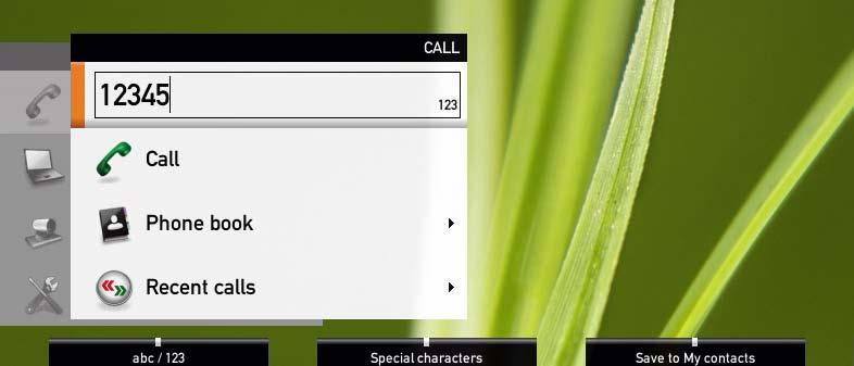 What happens when you press a number key? Pressing a number key outside calls will cause the CALL menu to be shown.