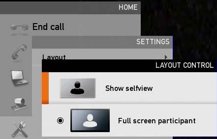 You set whether to include selfview or not by means of the left-most softkey.