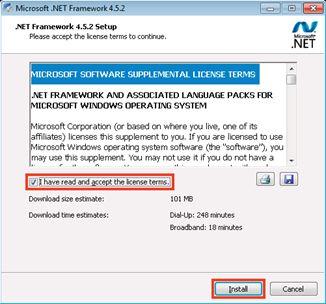button: You may be prompted to install Microsoft.NET Framework 4.6.1.