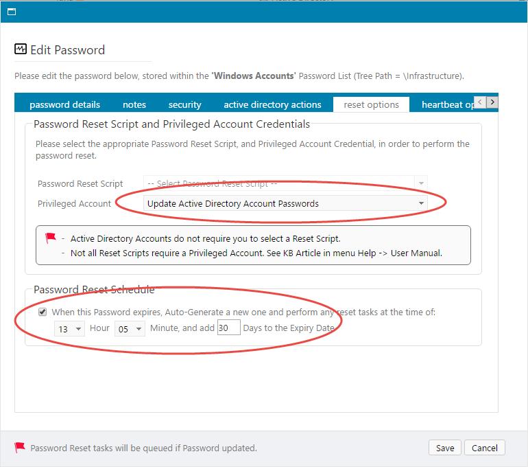 188 Password Reset Queuing System When the value of the password is changed for an account, either manually or via a schedule, the account is added to a queuing system to perform the reset.