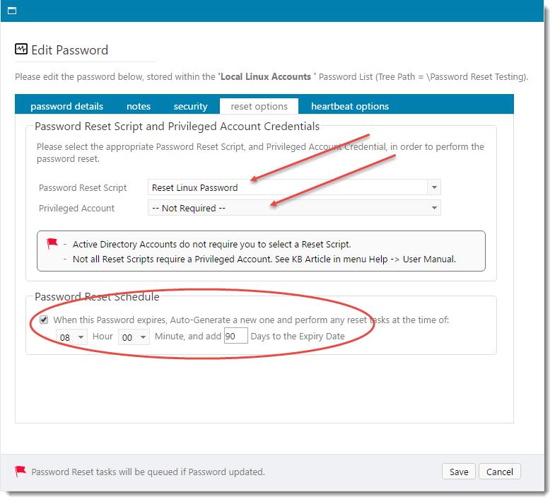 KB Articles 191 Step 4 - Heartbeat Options Tab By Selecting a Password Validation script, and setting a