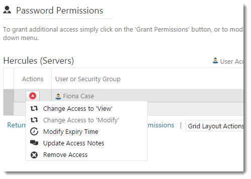 58 Grant New Permissions To grant new permissions to a user's account, or to the members in a security group, you can click on the Grant New Permissions button. 2.1.3.6.9.