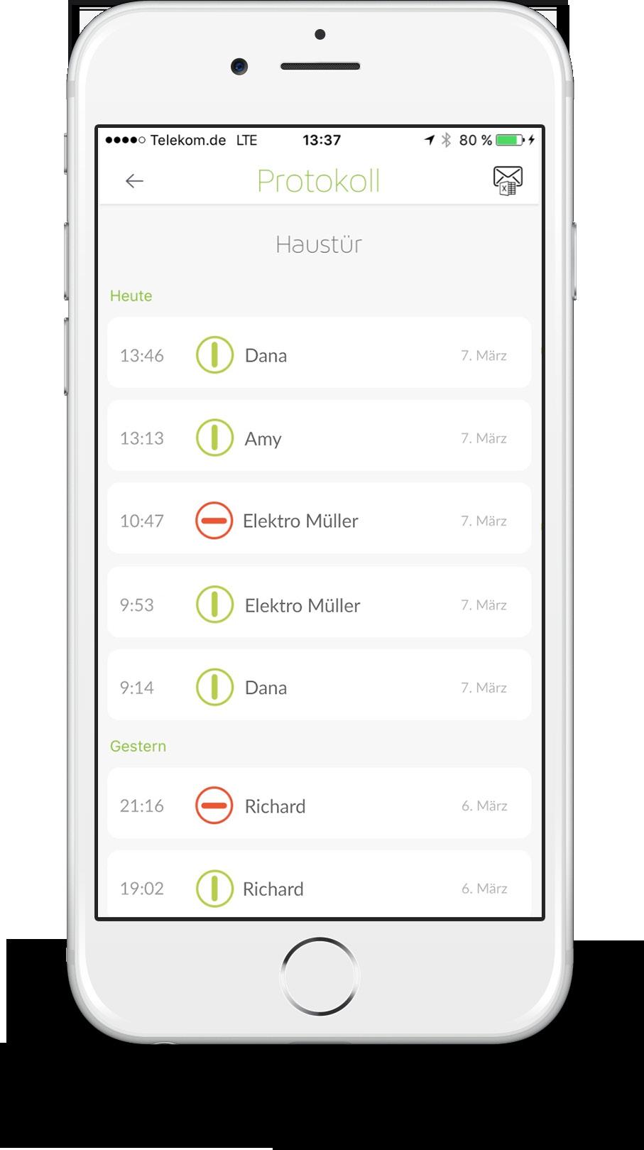 Comprehensive activity log The app provides a log that shows you which user locked or unlocked