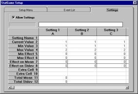 Stat Game 129 Stat Game Designing Your Own Simulation Settings You can add up to eight different settings that can have defined effects on the product you are producing.