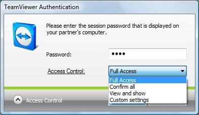 4.3.2 Access mode for the current session TeamViewer - Connections How to choose the access mode for the