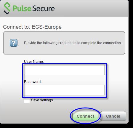 ECS-SMS-OTP option. Press the Connect button.
