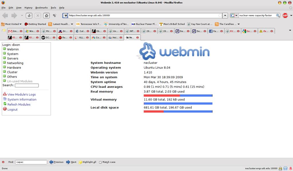 Webmin Web-based system administration tool Allows