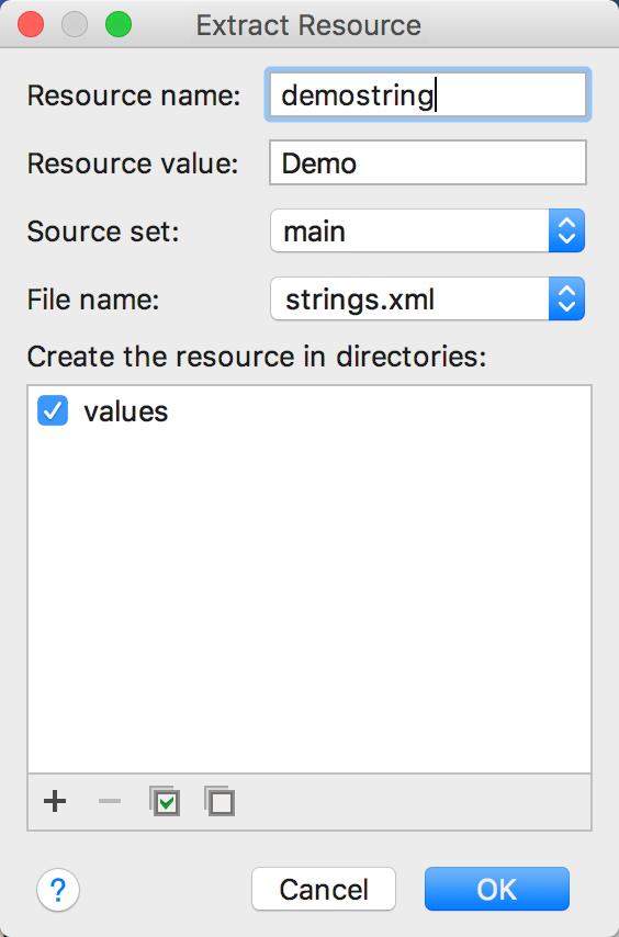 Creating an Example Android App in Android Studio Figure 3-18 It is also worth noting that the string could also have been assigned to a resource when it was entered into the Attributes panel.