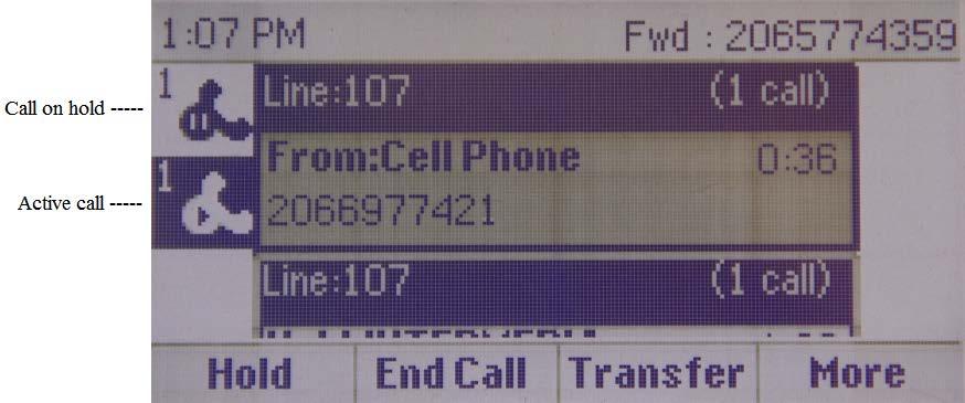 Call Management Features Call Hold To place a call on hold During a call, Press the Hold key or the Hold button. The hold icon will display.