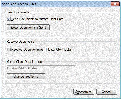 Staff Collaboration Use the Send and Receive Files dialog to send engagement workpapers or documents and receive them from the Office or Field Master Client