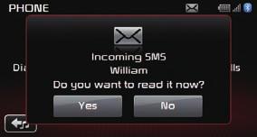SMS SMS 1. Downloading SMS messages (from mobile phone) When a mobile phone is paired with the system, unread messages will automatically be downloaded to the system.