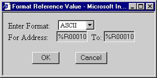 10 To select the data format, click on a reference table address cell above the reference value and select the display format type.